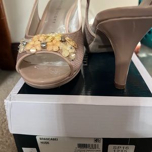 Women Dress Nude with yellow and white floral design in front